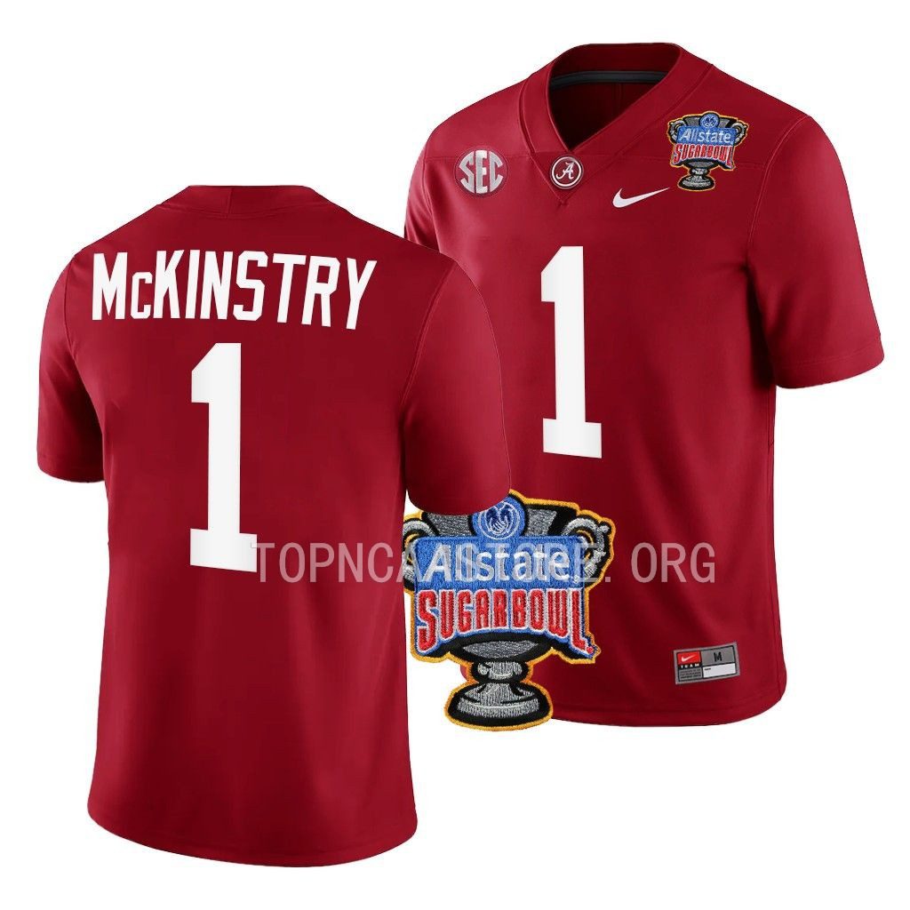 Men's Alabama Crimson Tide Kool-Aid McKinstry #1 Crimson 2022 Sugar Bowl NCAA College Football Jersey